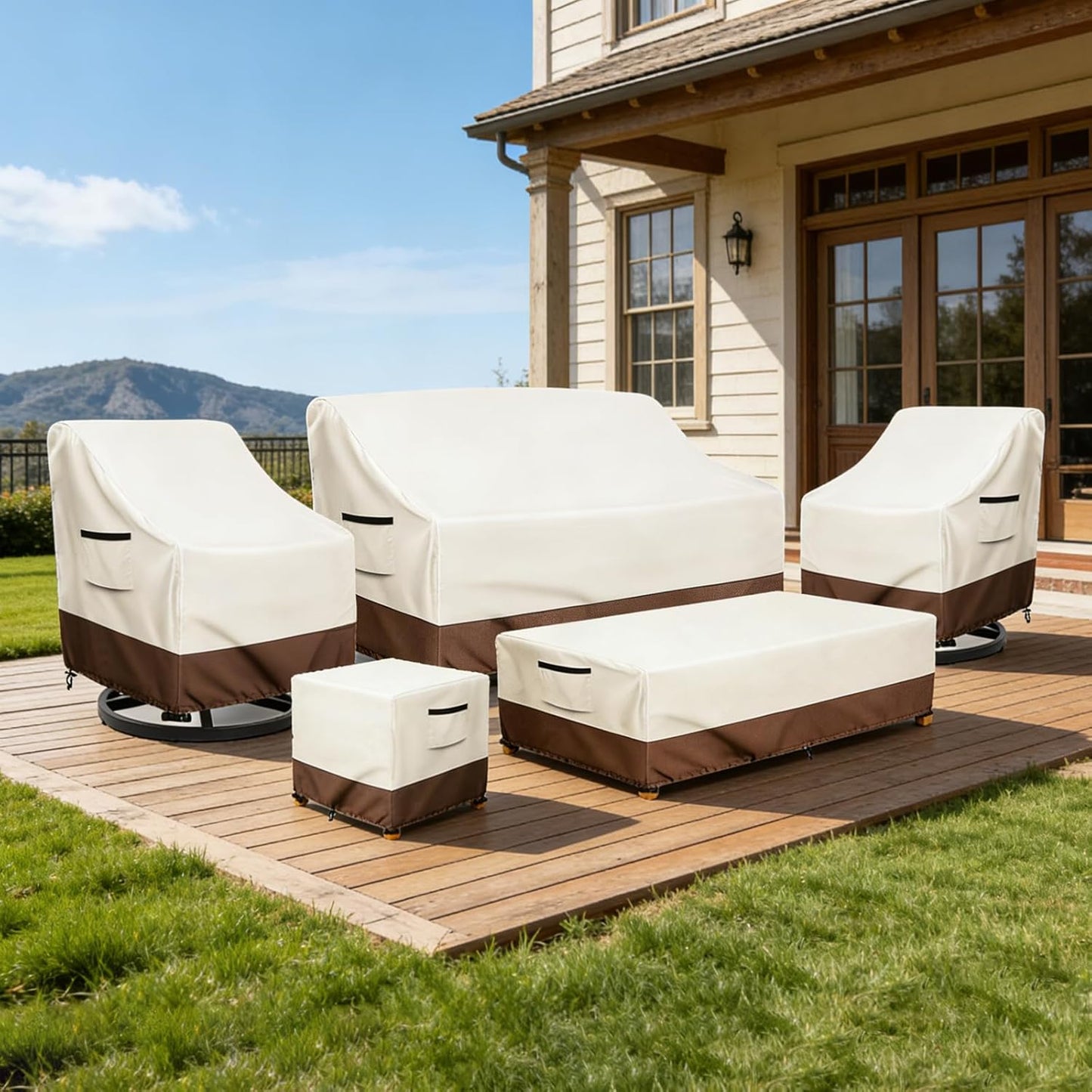 2 Fundas Mecedora 600d Impermeables para Patio 27x34x45