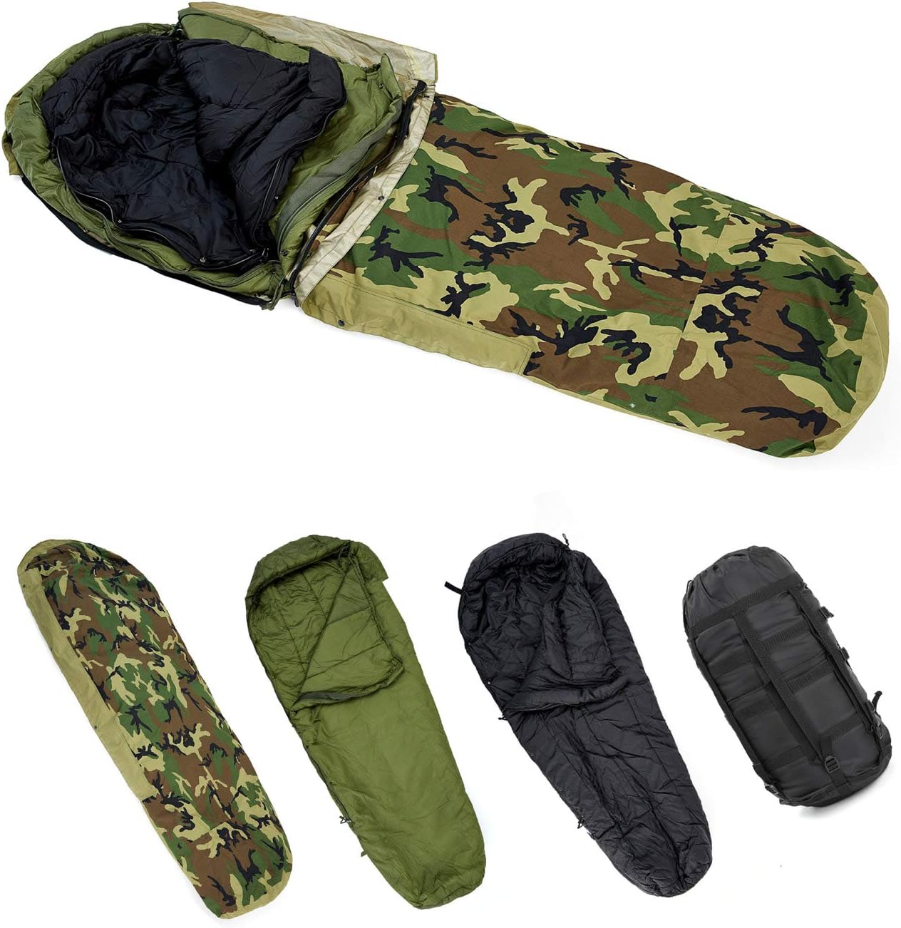 Sistema sacos dormir modulares militares con cubierta bivy