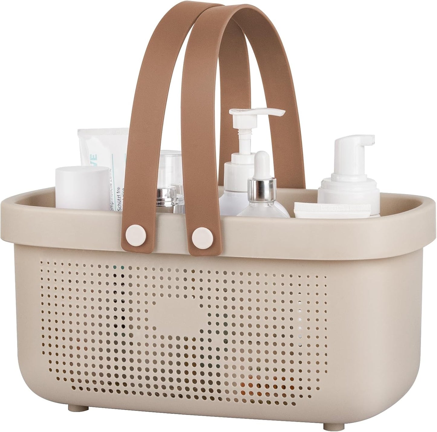 Cesta plástico con asa para baño cocina dormitorio beige