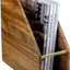 Papelera madera acacia metal latón escritorio vertical