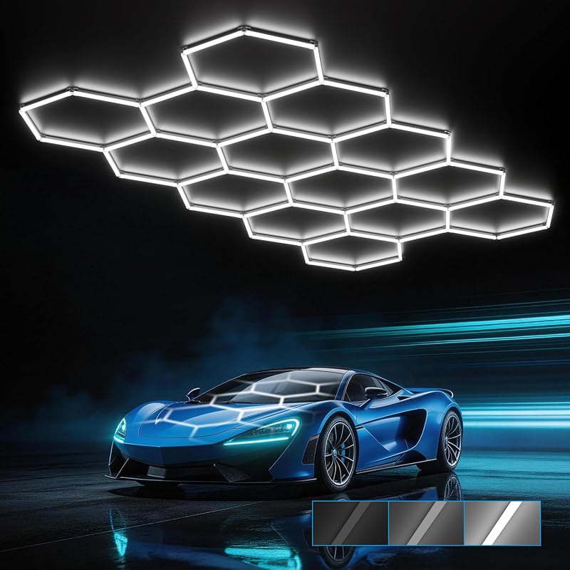 Luz LED Hexagonal 3 Niveles 399W para Garaje y Taller