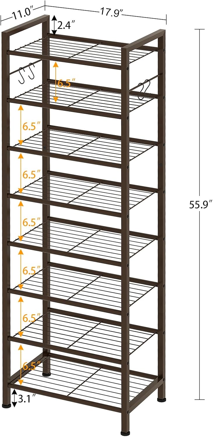 Zapatero alto metal 8 niveles 16-24 pares bronce