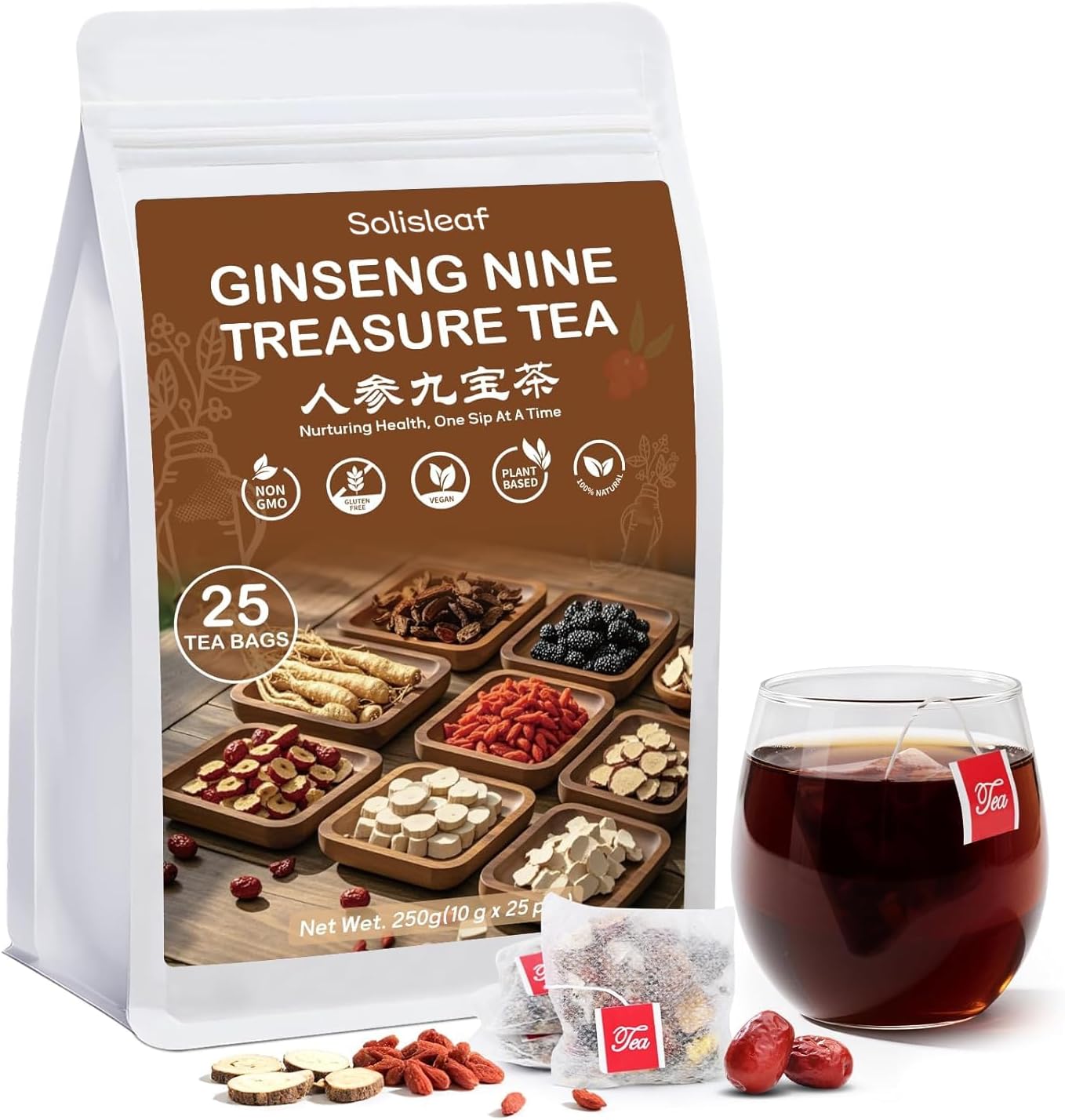 Té de riñón ginseng nueve tesoros limpieza natural