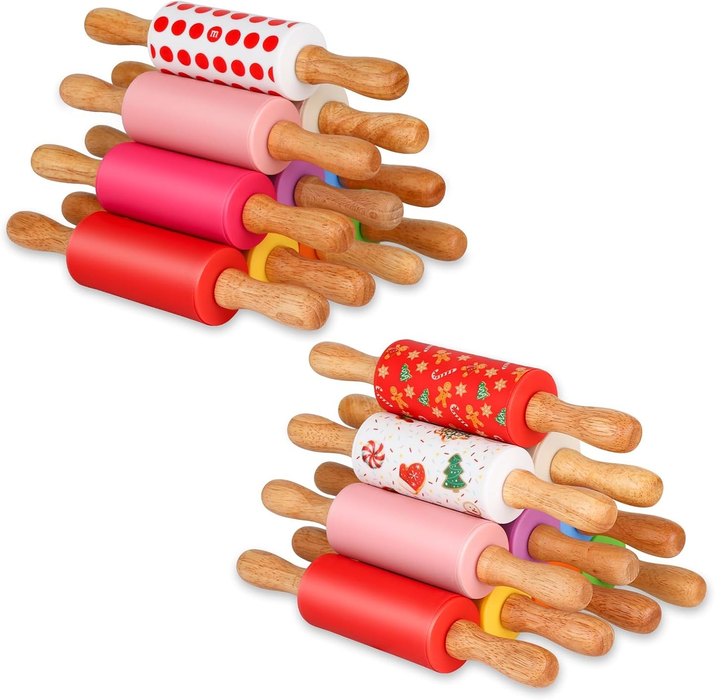 Rodillo silicona para niños antiadherente madera 9pulg set 20