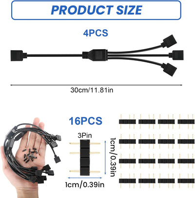 Cable ARGB 1 a 3 para PC fans y luces LED
