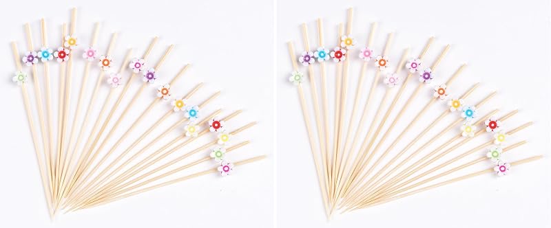 Palillos cóctel bambú 100 pzas multicolor flor