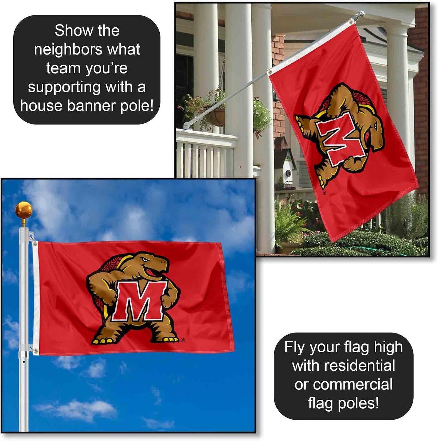 Bandera universitaria grande Terrapins Maryland