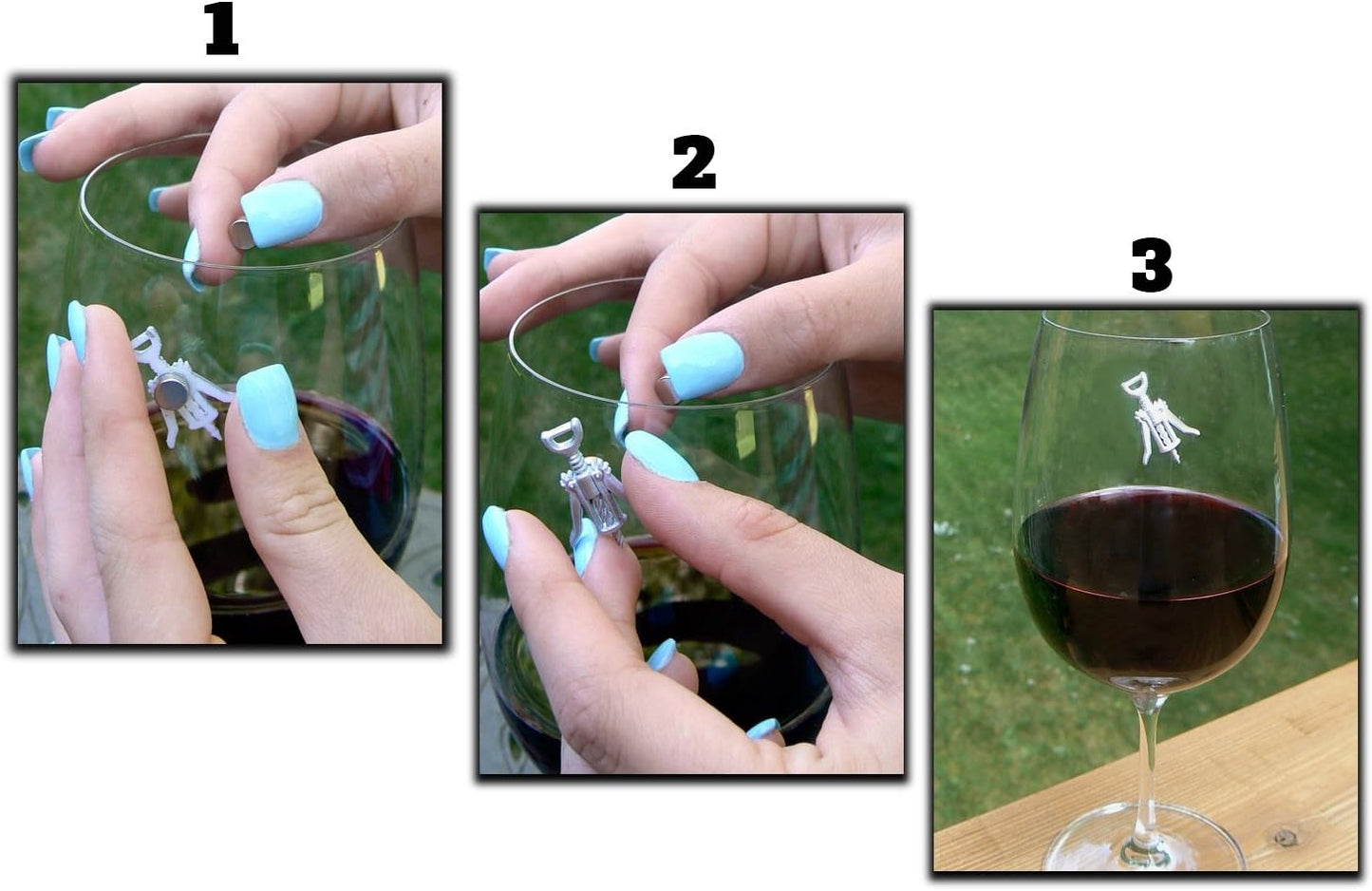 Encantos magnéticos para copas de vino set 6 marcadores