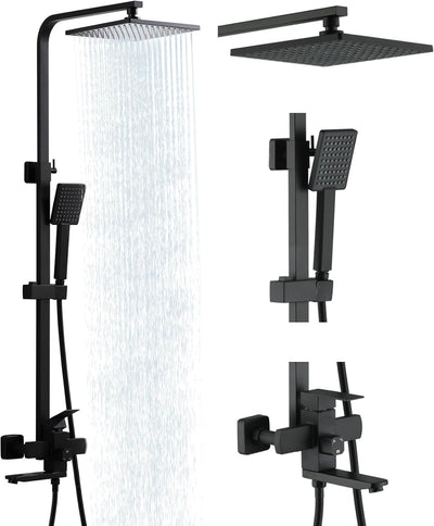 Grifo ducha expuesto negro 9pulg sistema lluvia