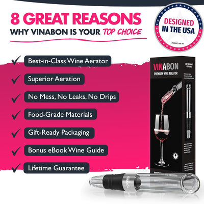 Aireador vino 2026 con boquilla decantador y libro WineGuide