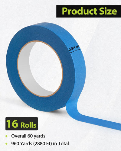 Cinta adhesiva pintura azul 0.94pulg x60yd 16 rollos