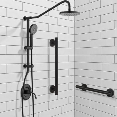 Barra agarre ducha acero inox 12pulg ADA negro mate