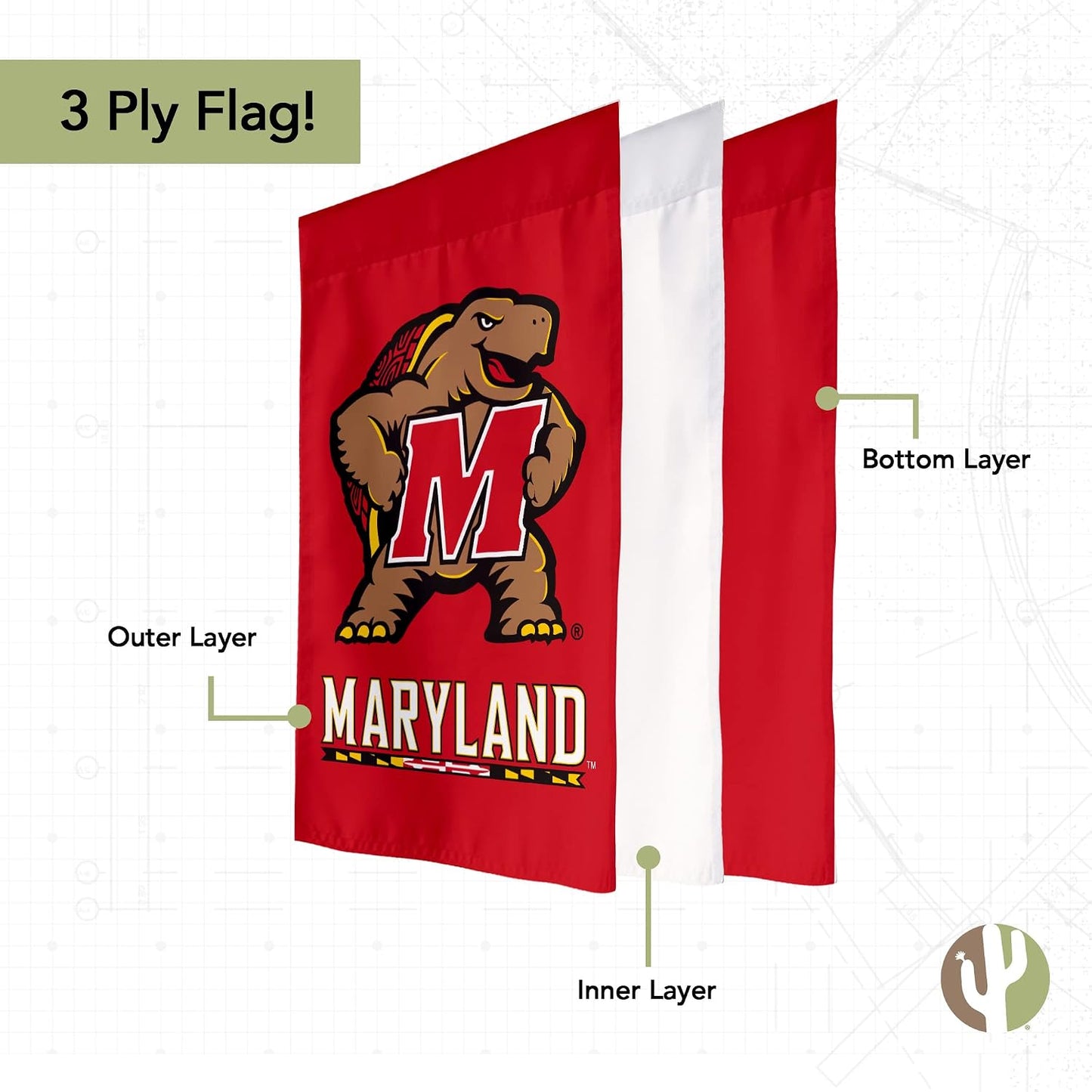 Bandera jardín UM Maryland Terrapins 19x12pulg