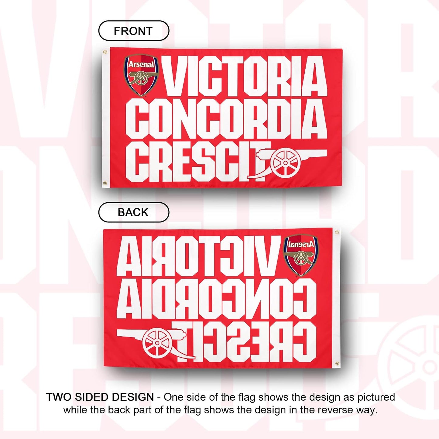 Bandera Arsenal FC 3x5ft para interiores y exteriores