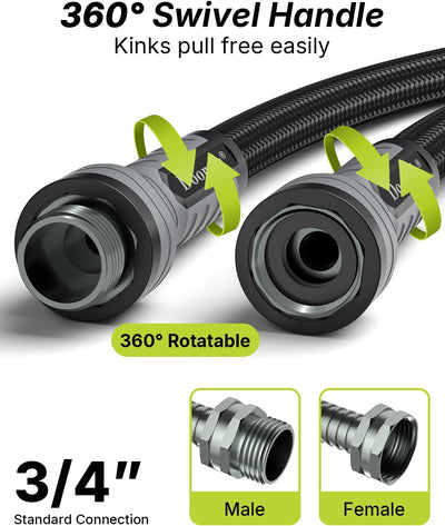 Manguera jardín flexible alta presión 25ft negro