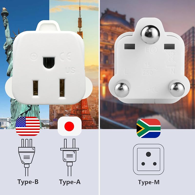 Adaptador enchufe Sudáfrica tipo M paquete 3