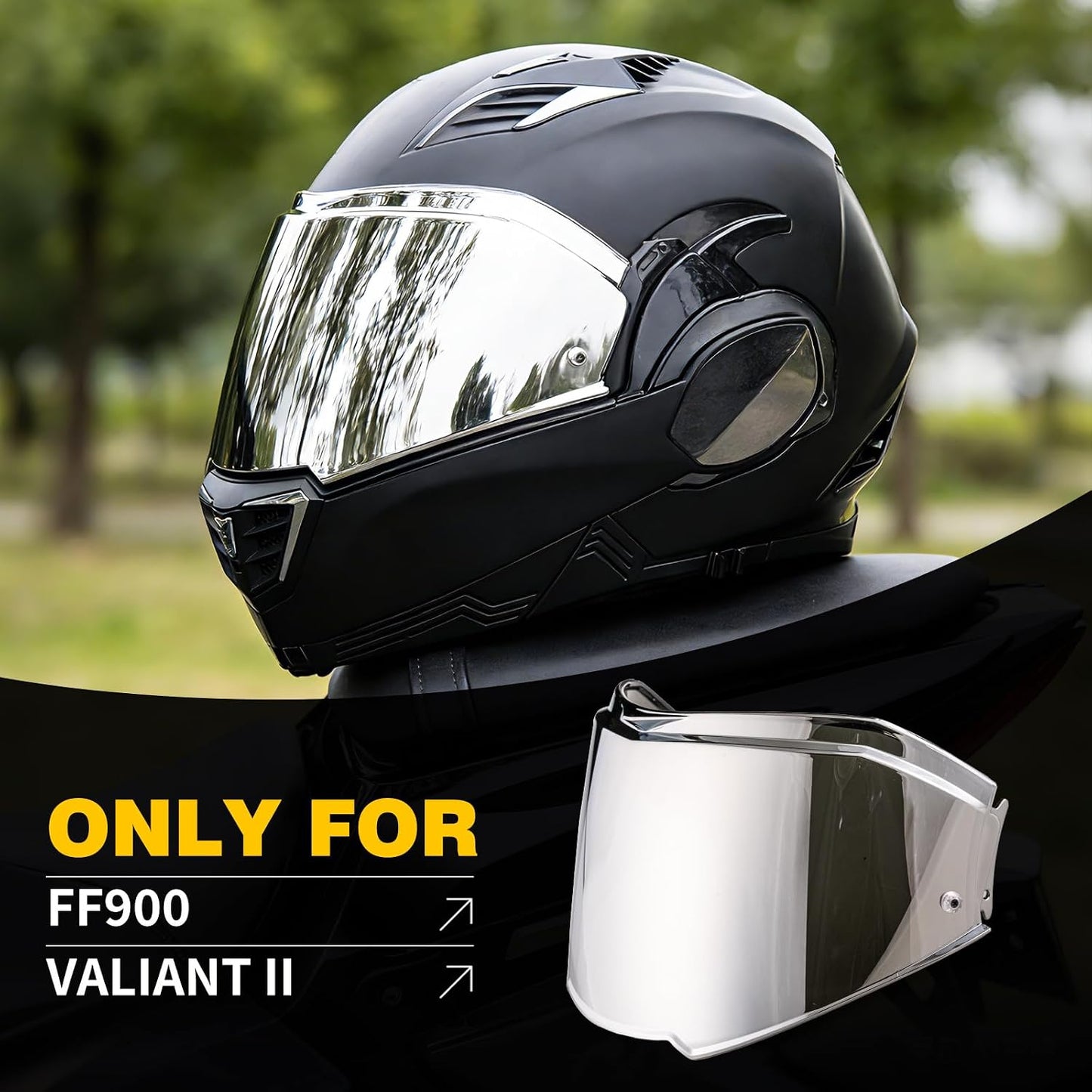 Visor protección cara casco Valiant II cromo plateado
