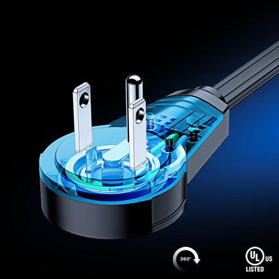 Cable extensión 1ft con puertos USB enchufe giratorio 360 negro