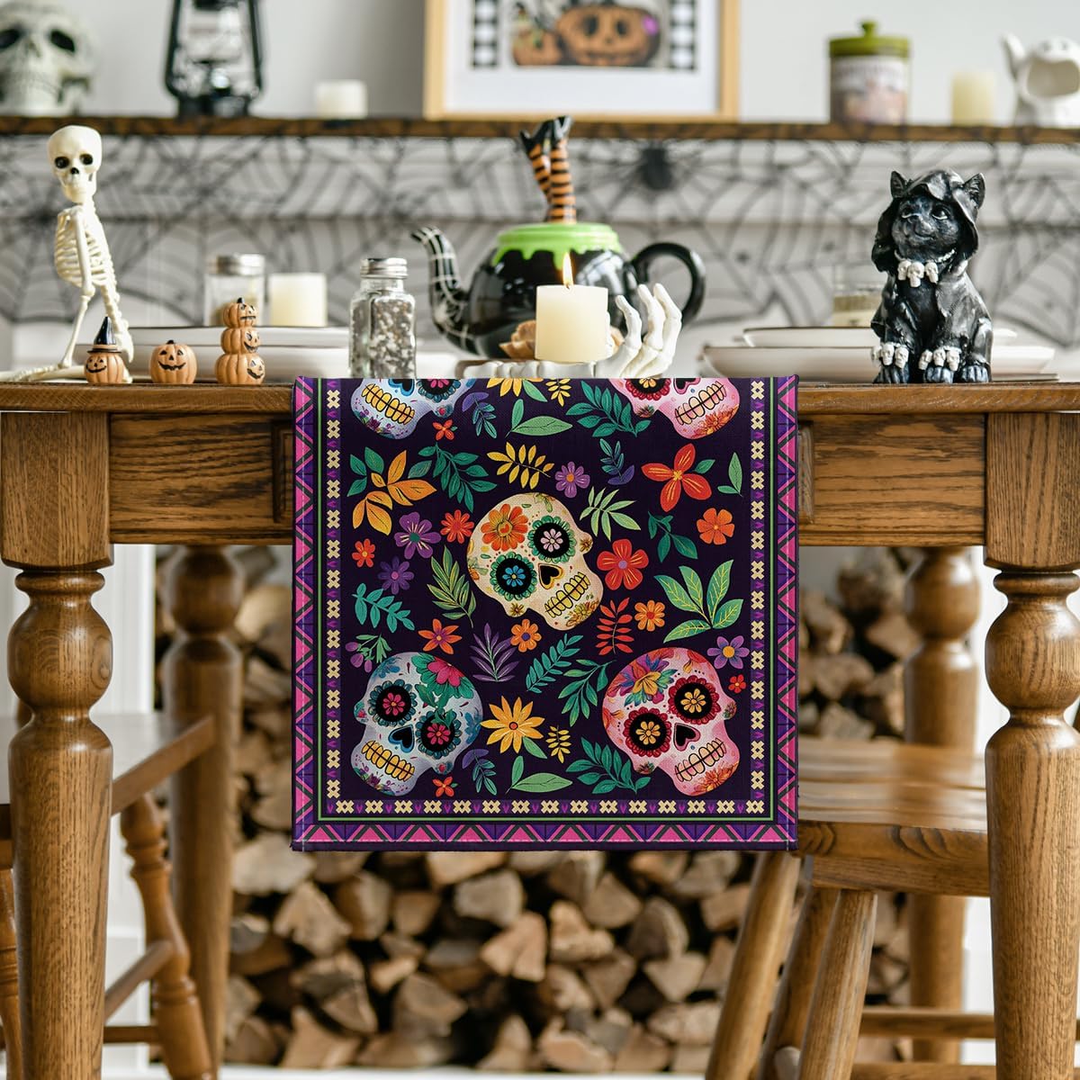 Camino mesa calavera azúcar mexicana 13x72pulg