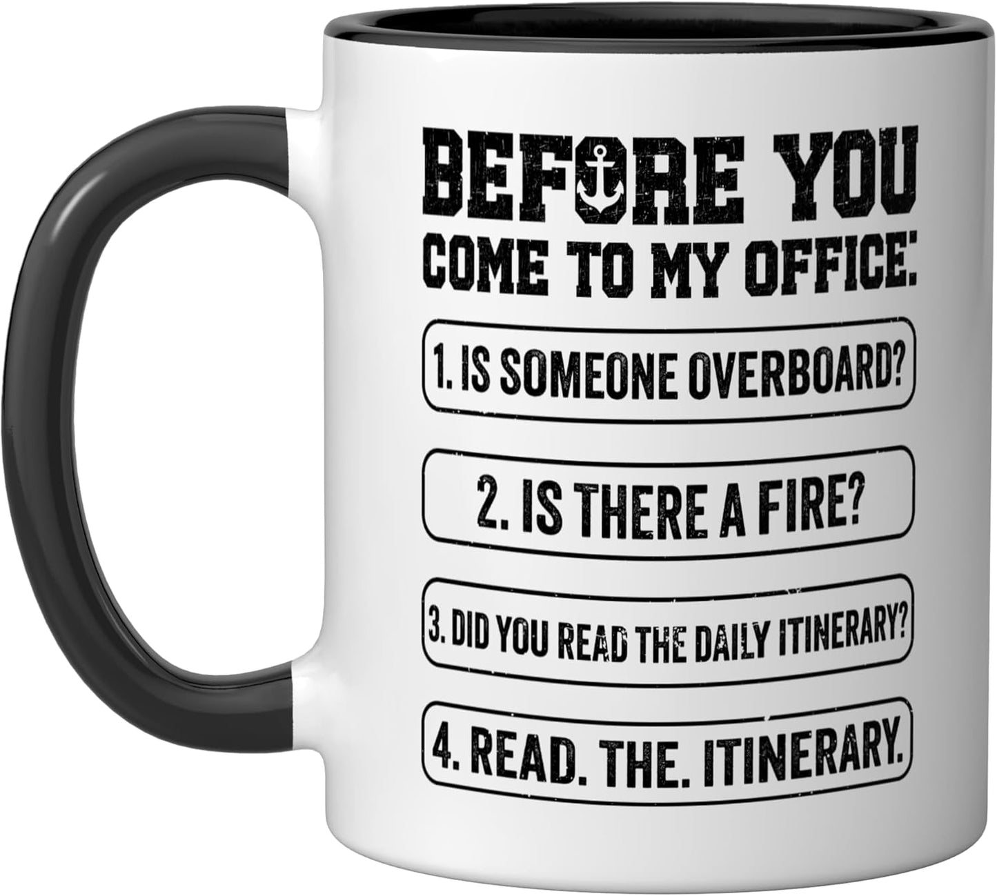 Taza Cerámica Humorística para Crucero Negro/Blanco