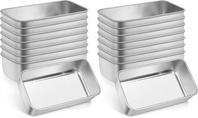 16 Moldes Acero Inox 9x5pulg para Pan Casero y Hornear