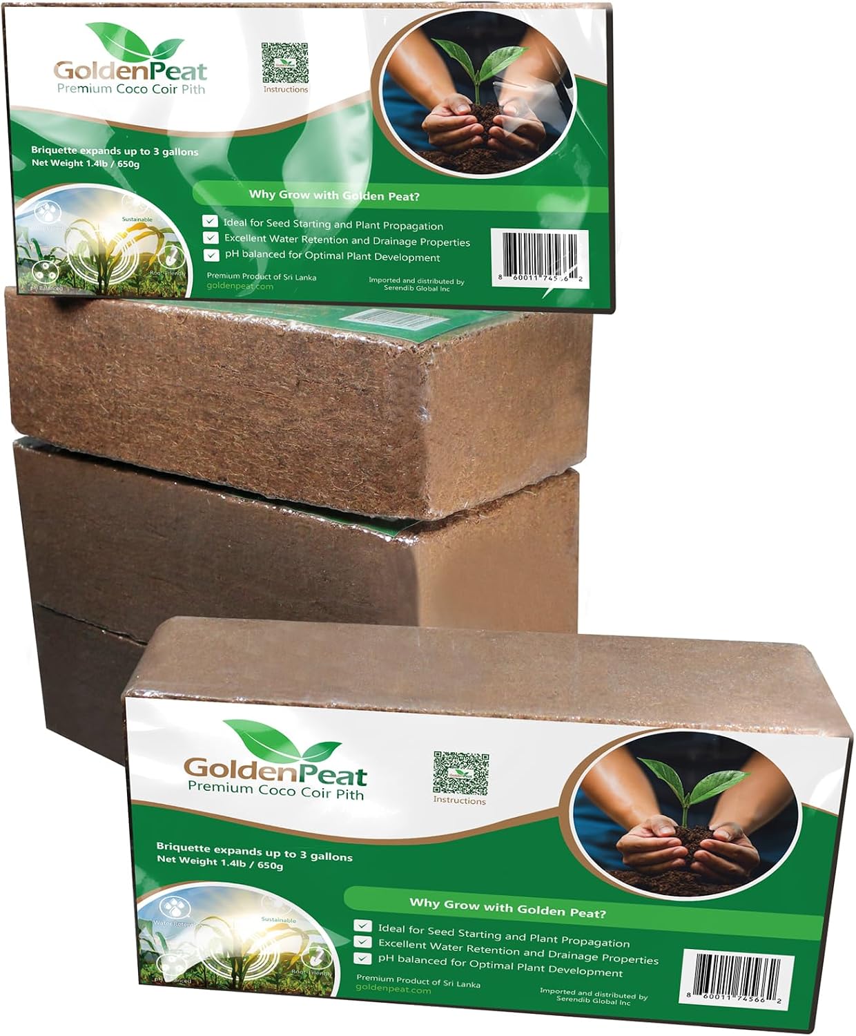 Ladrillos coco orgánico 22.93oz x16 Baja CE jardinería
