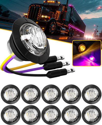 Luces LED remolque 3/4'' ámbar-morado 12V impermeables