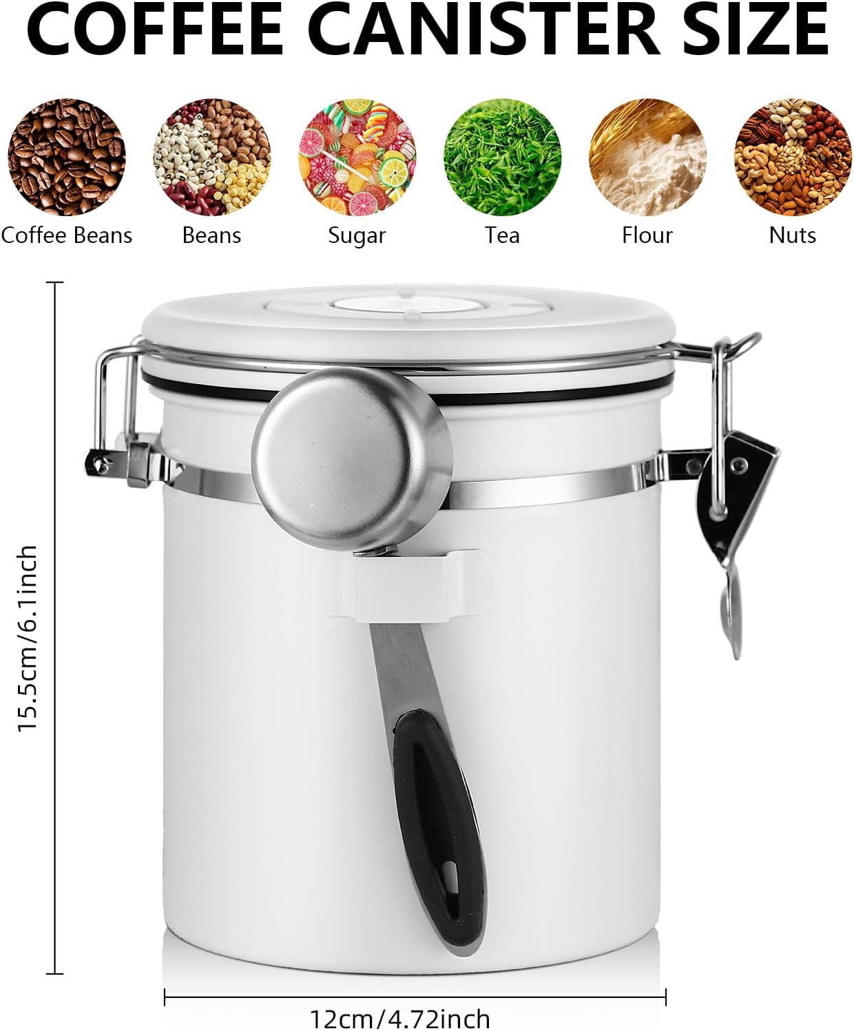 Contenedor café acero inox hermético 40.6oz blanco