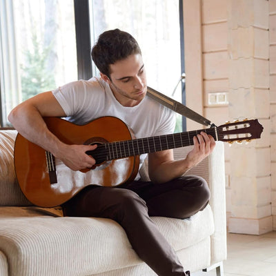 Correa cuero guitarra 3pulg acolchada ajustable 51-57pulg marrón