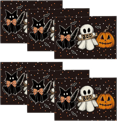 Set 6 Manteles Halloween 12x18pulg Fantasma Calabaza