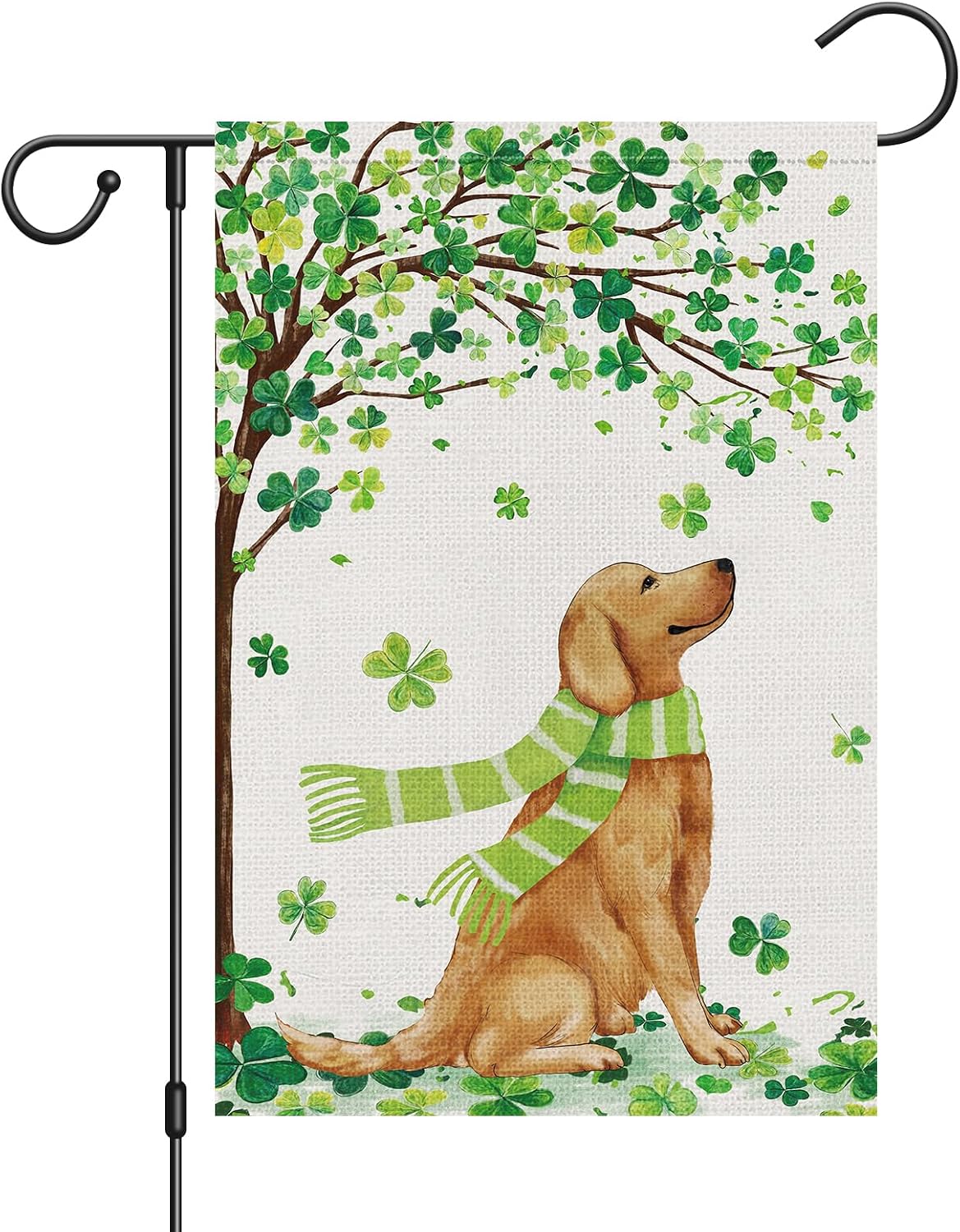 Bandera San Patricio trébol dorado 12x18pulg arpillera exterior