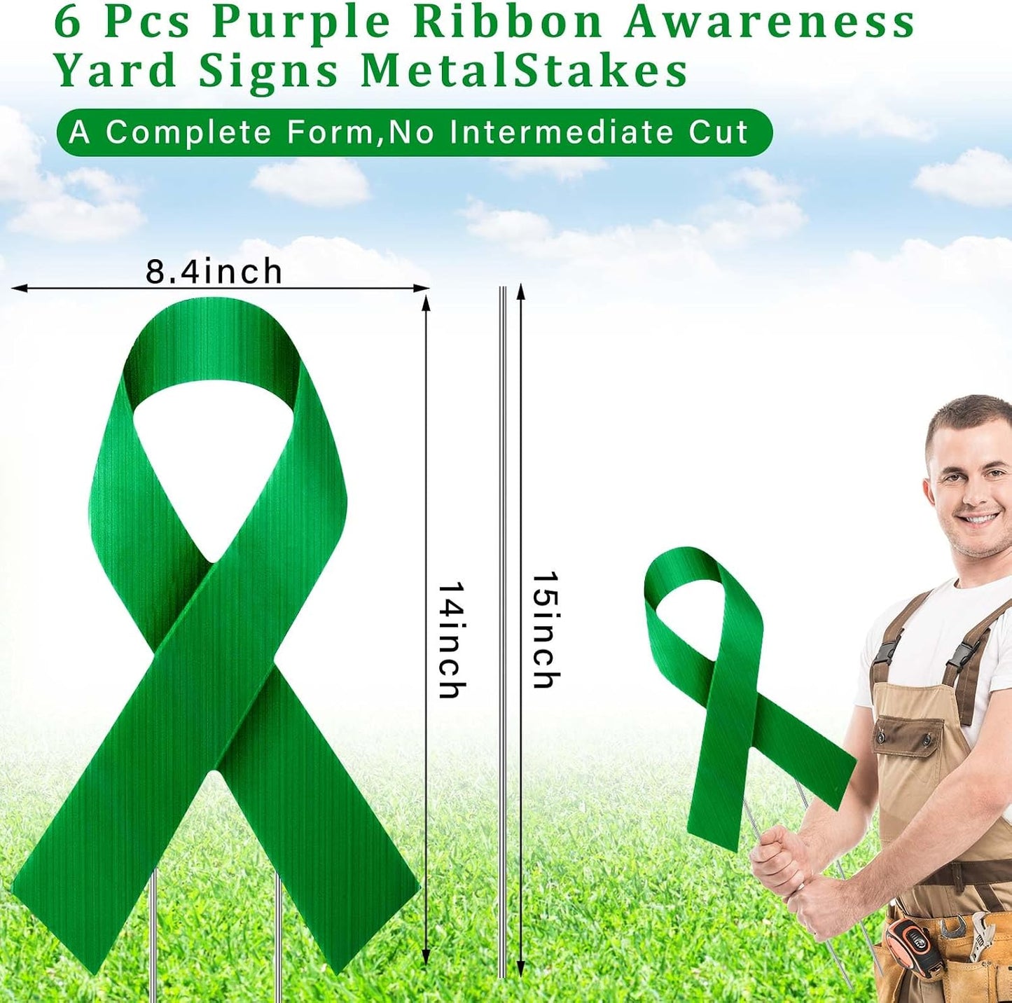 6 Carteles Cinta Verde Estacas 14" Impermeables Jardín