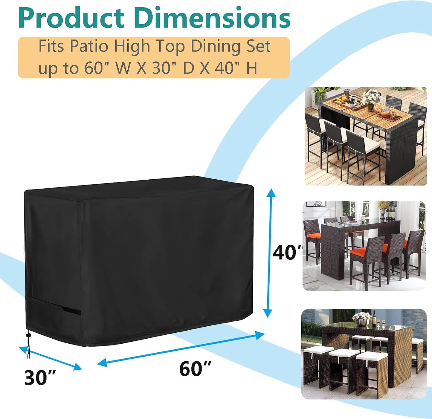 Fundas impermeables para bar exterior mesa patio 60"