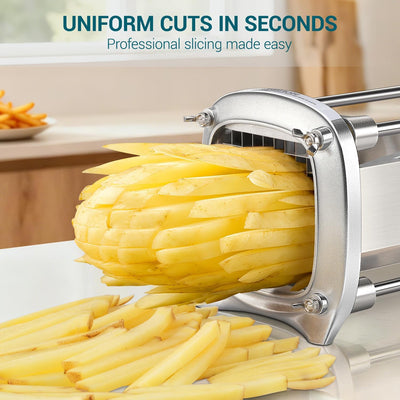 Cortador papas fritas acero inox 3 cuchillas 1/2-1/4 pulg
