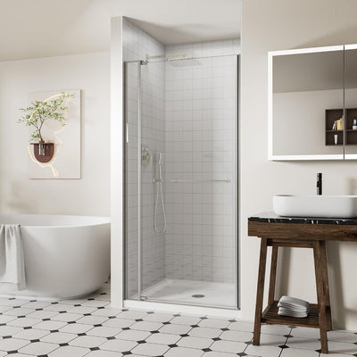 Puerta ducha pivotante sin marco 32-36pulg x72pulg vidrio templado