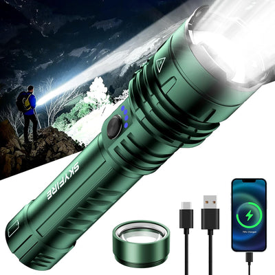 Linterna LED recargable 2000lm 5 modos IPX6 camping táctica