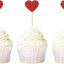 40 Pzas Decoración Cupcakes Corazón Purpurina Rojo