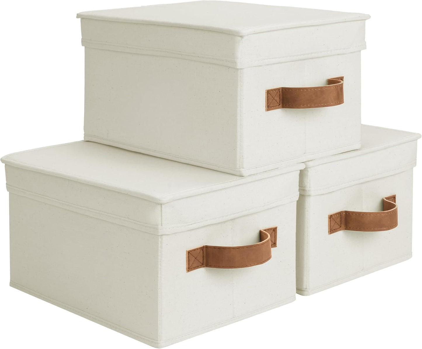 Cajas almacenamiento tapa asas poliuretano plegables marfil