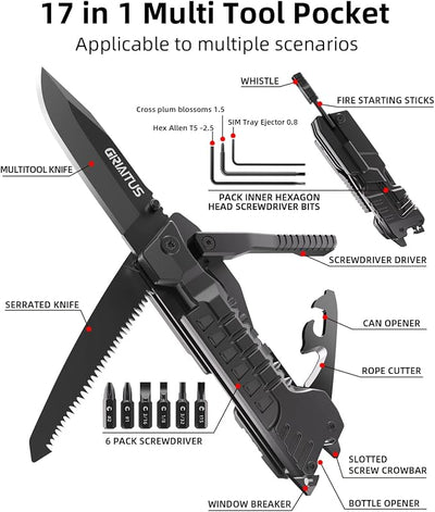 Cuchillo multiuso 17en1 para acampar y supervivencia