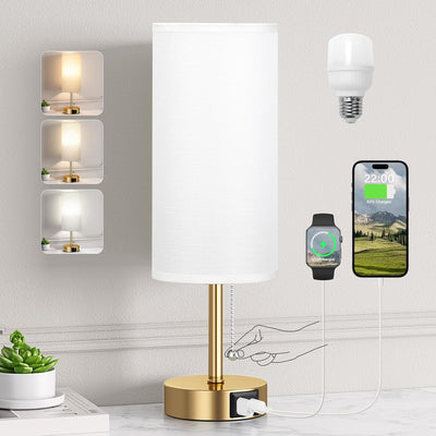 Lámpara de noche dorada con USB A/C 3 temperaturas de luz