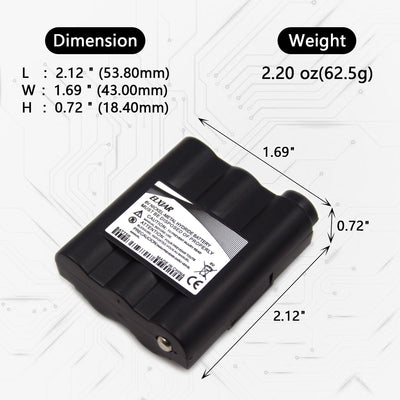 2 Baterías Ni-MH 6V 900mAh para Radio Midland GXT
