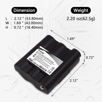 2 Baterías Ni-MH 6V 900mAh para Radio Midland GXT