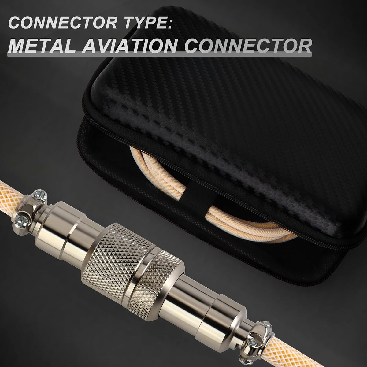 Cable tipo C a USB A manga espiral conector metal beige