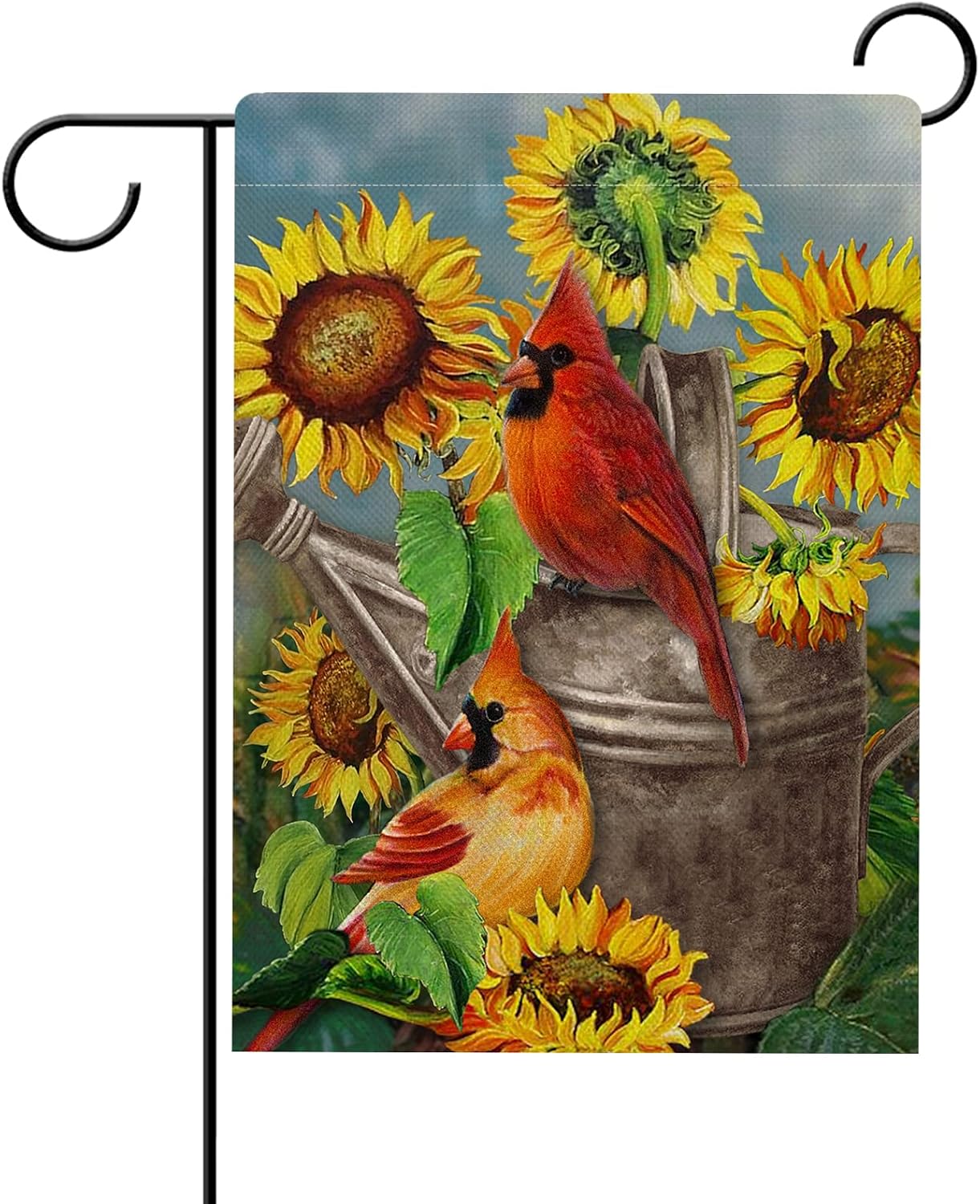 Bandera jardín doble cara flor pájaro rojo decoración patio