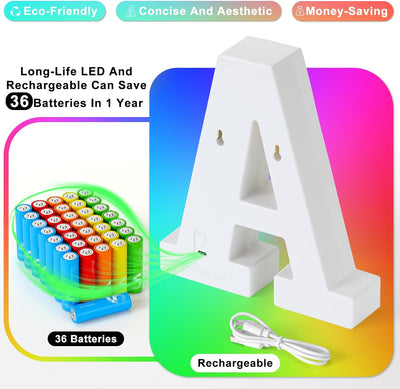 Letras luminosas recargables para dormitorio y fiestas