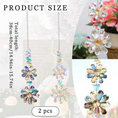 2 Pzas Flores Cristal Atrapasoles Colgantes Arco Iris Decoración