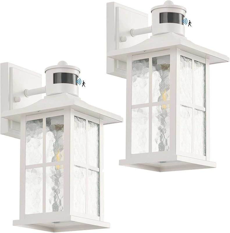 2 Luces Sensor Movimiento Aire Libre Farol Blanco