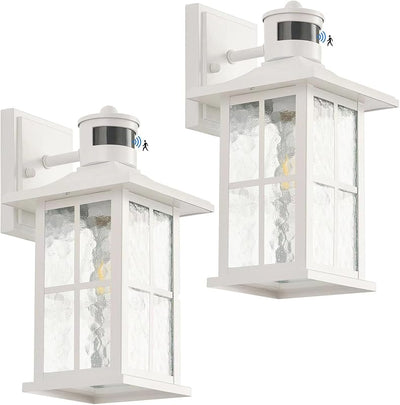 2 Luces Sensor Movimiento Aire Libre Farol Blanco