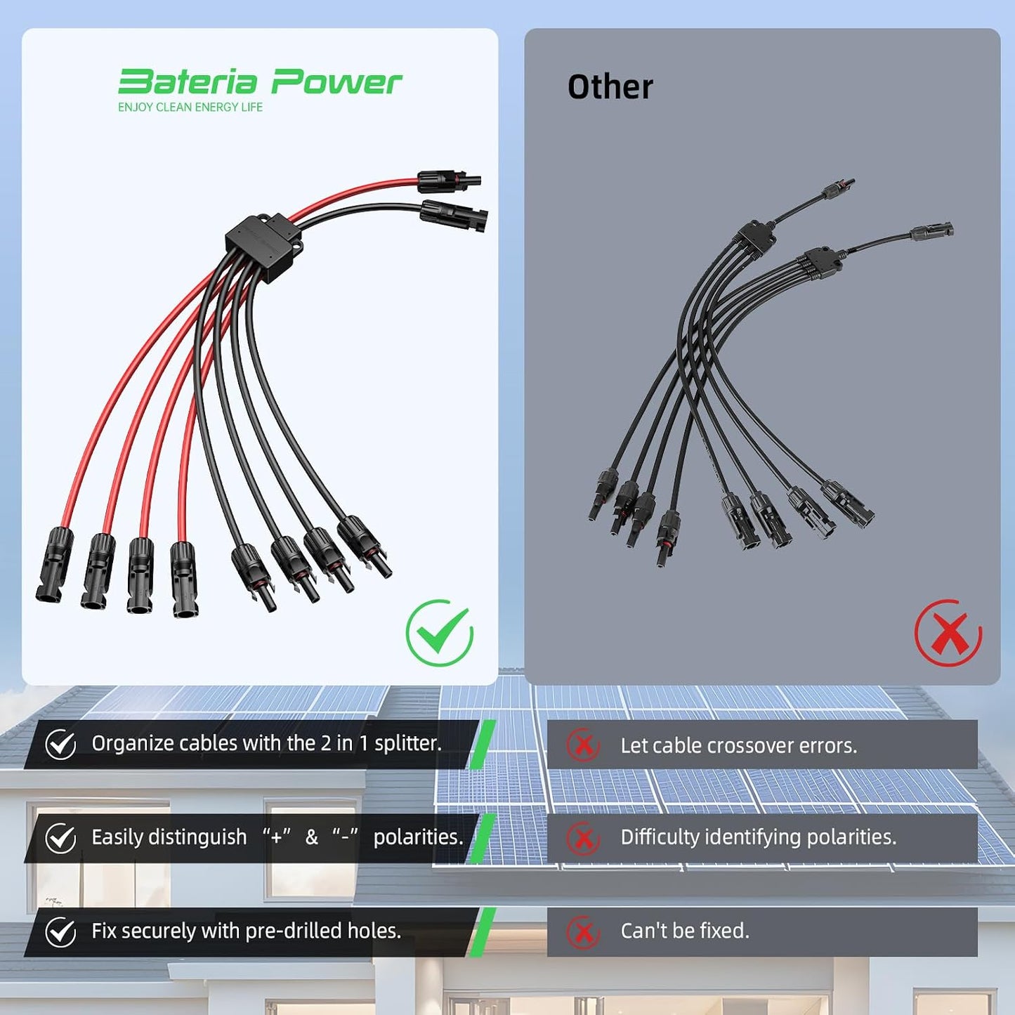 Conectores solares 30A rama Y adaptador paralelo 2 pzas