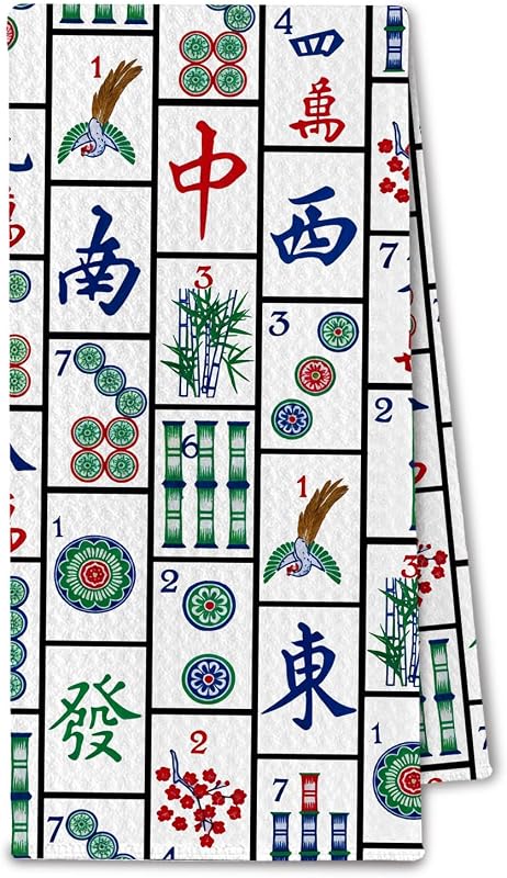 Paño cocina Mah Jong decorativo 16x24pulg